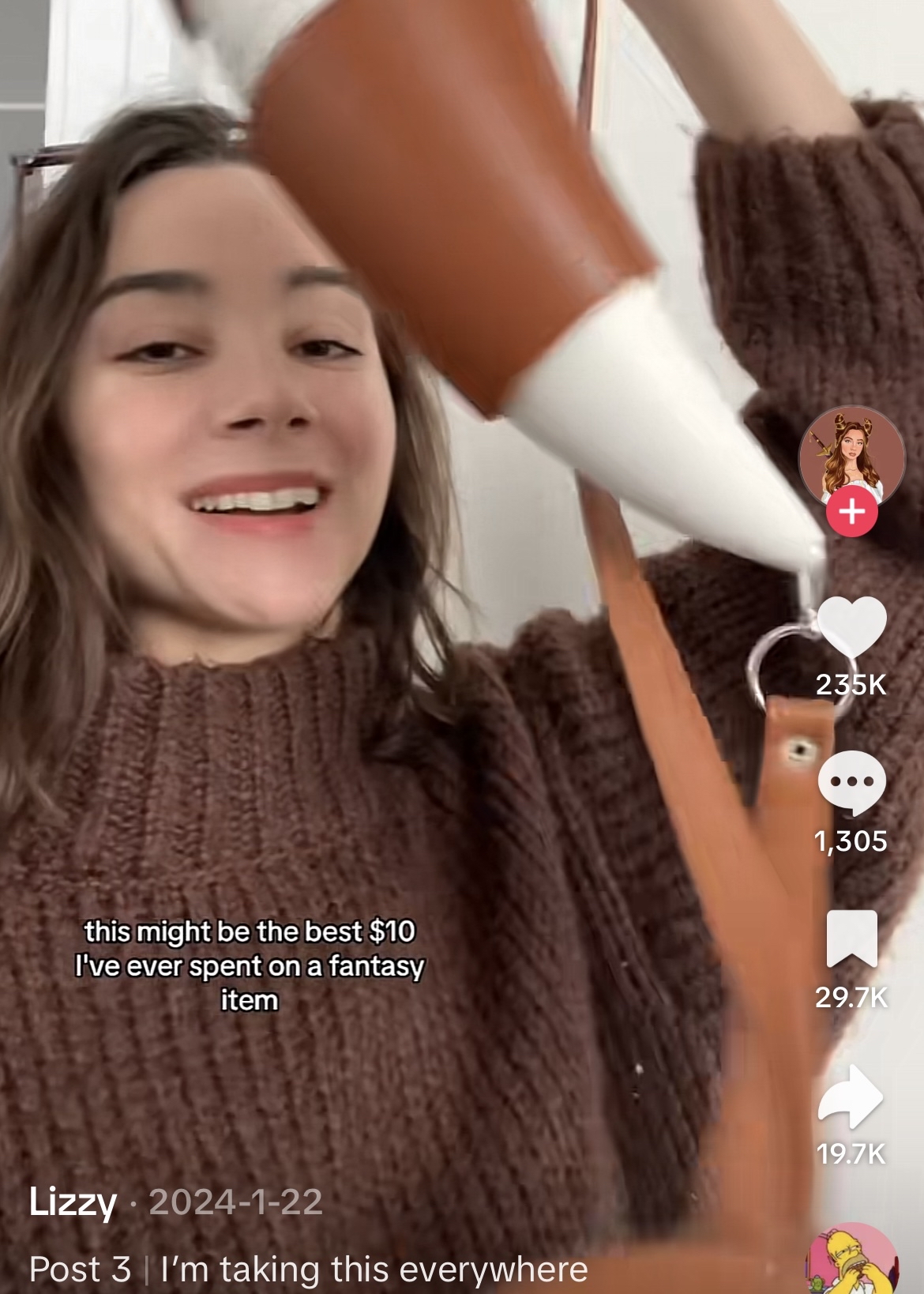 TikTok creator holding the GOAT Mug, video with 235K likes